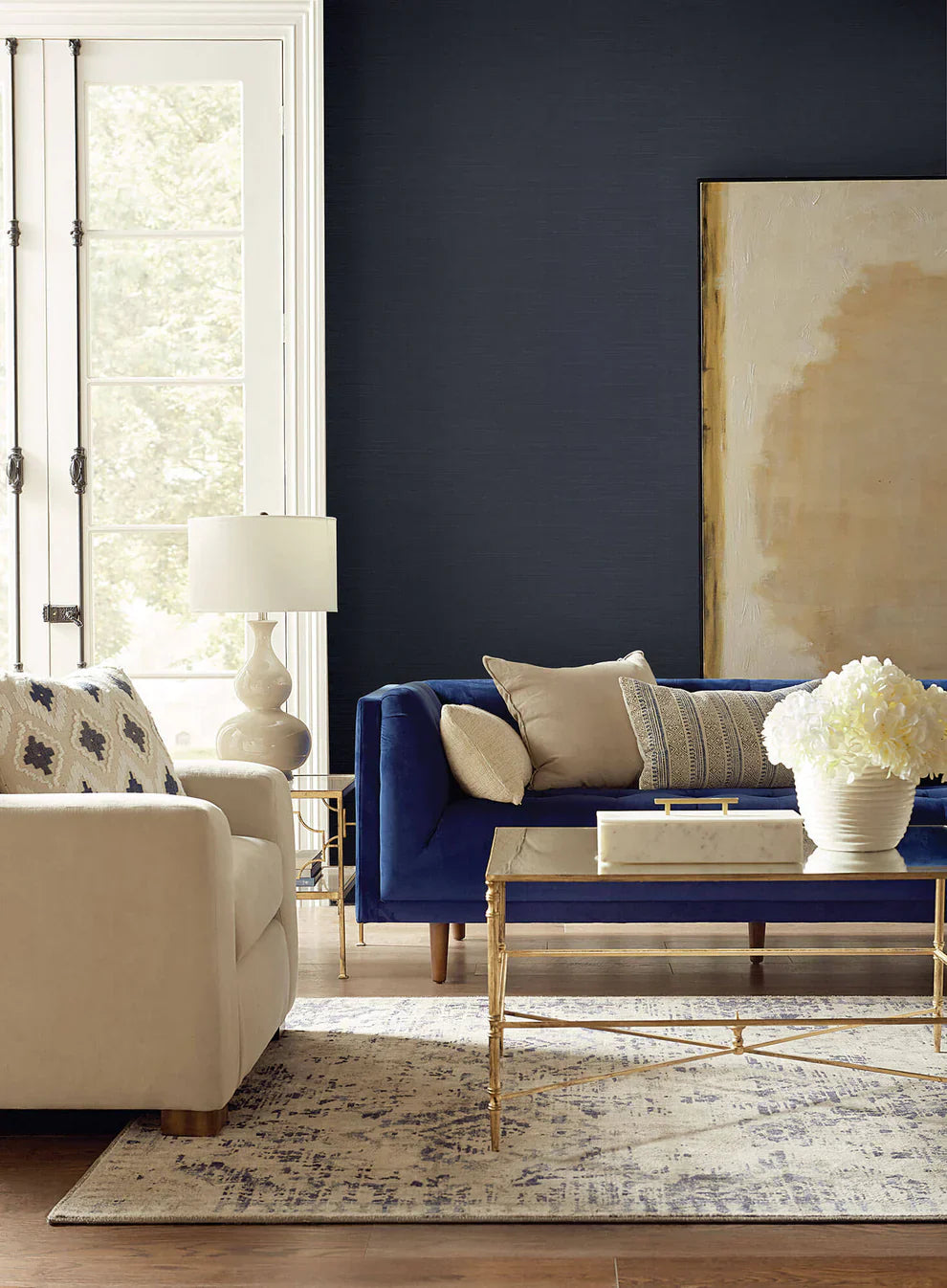 Magnolia Home Grasscloth Wallpaper - Dark Blue
