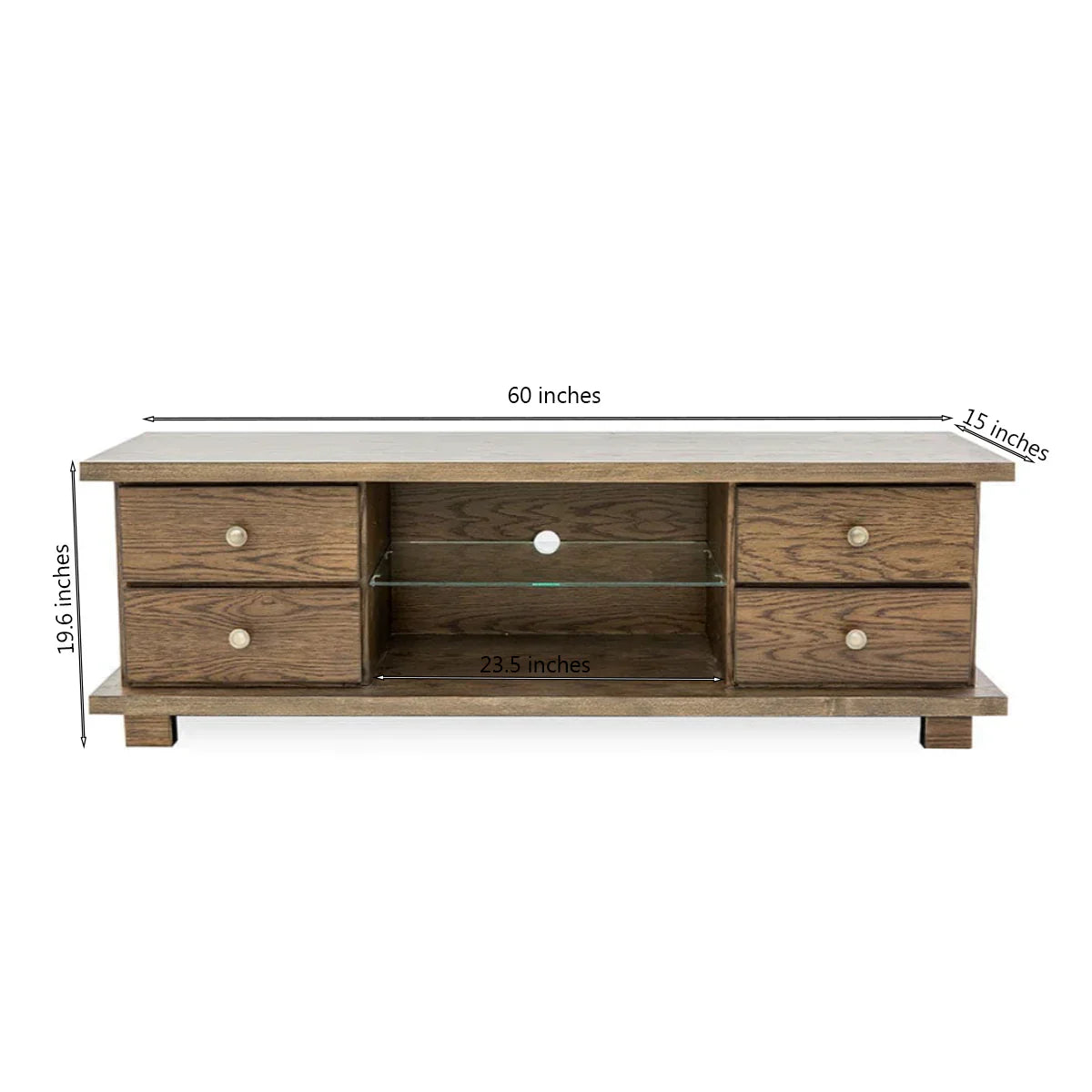 Solid wood leg TV unit in natural oak finish