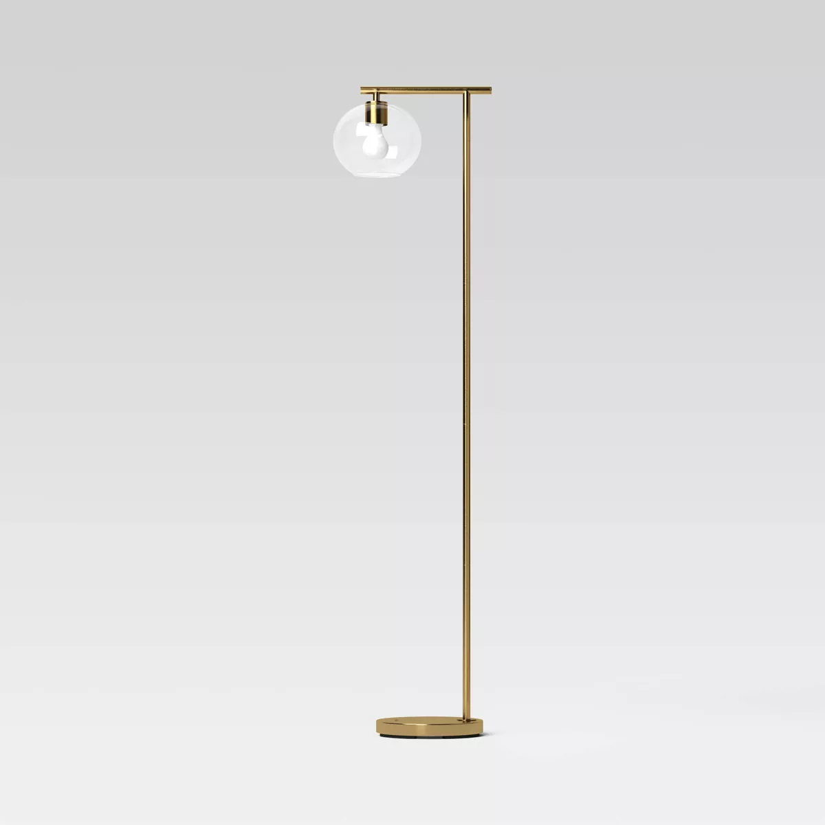 Brass Floor Lamp with Glass Shade