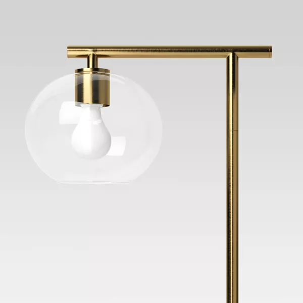 Brass Floor Lamp with Glass Shade