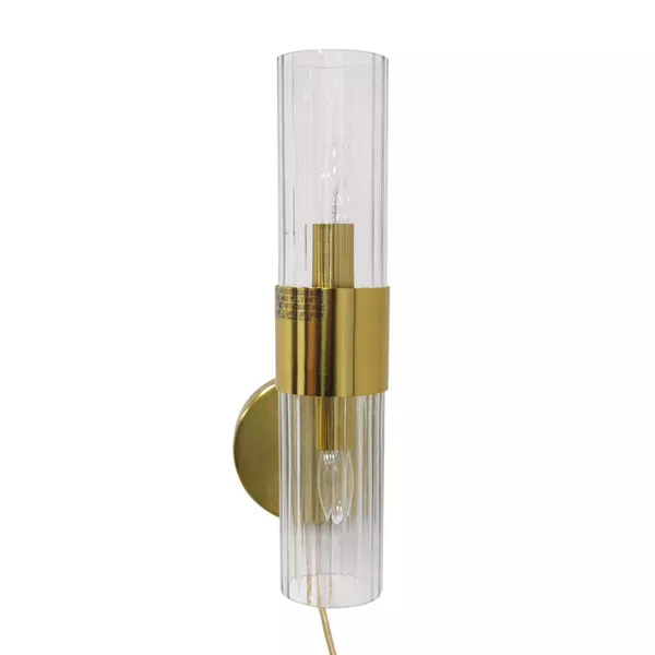 Ribbed Glass Sconce Lamp Brass