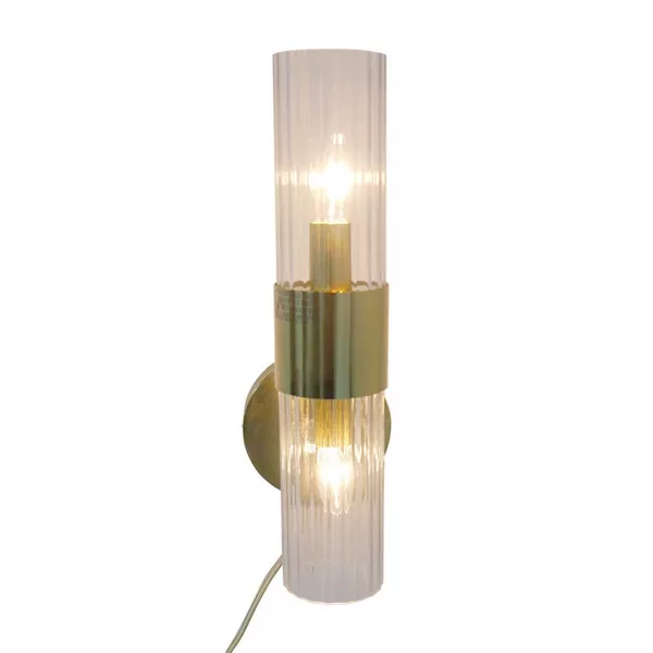 Ribbed Glass Sconce Lamp Brass