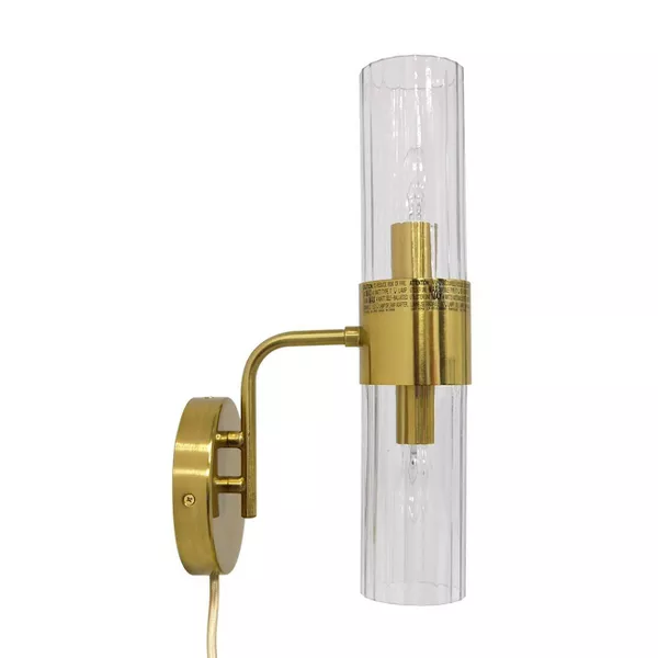 Ribbed Glass Sconce Lamp Brass