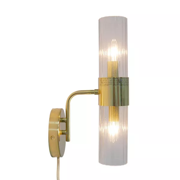 Ribbed Glass Sconce Lamp Brass