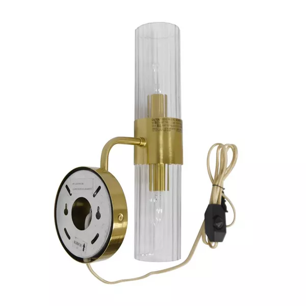 Ribbed Glass Sconce Lamp Brass