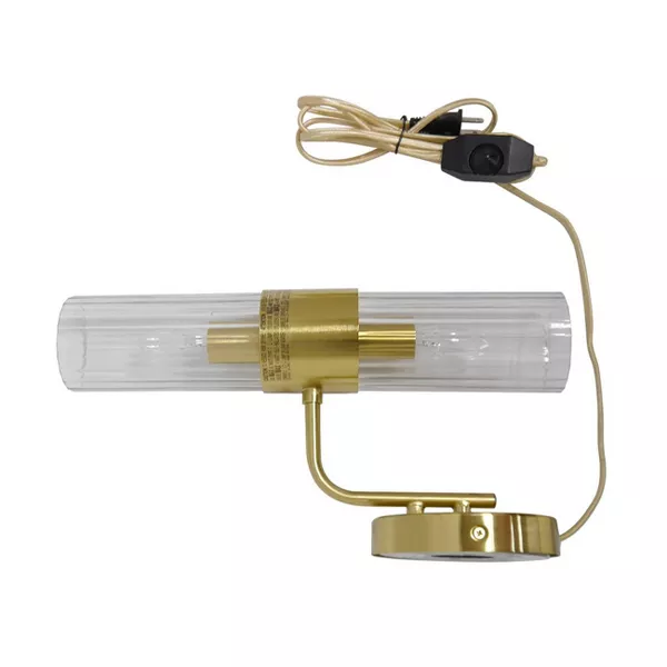 Ribbed Glass Sconce Lamp Brass