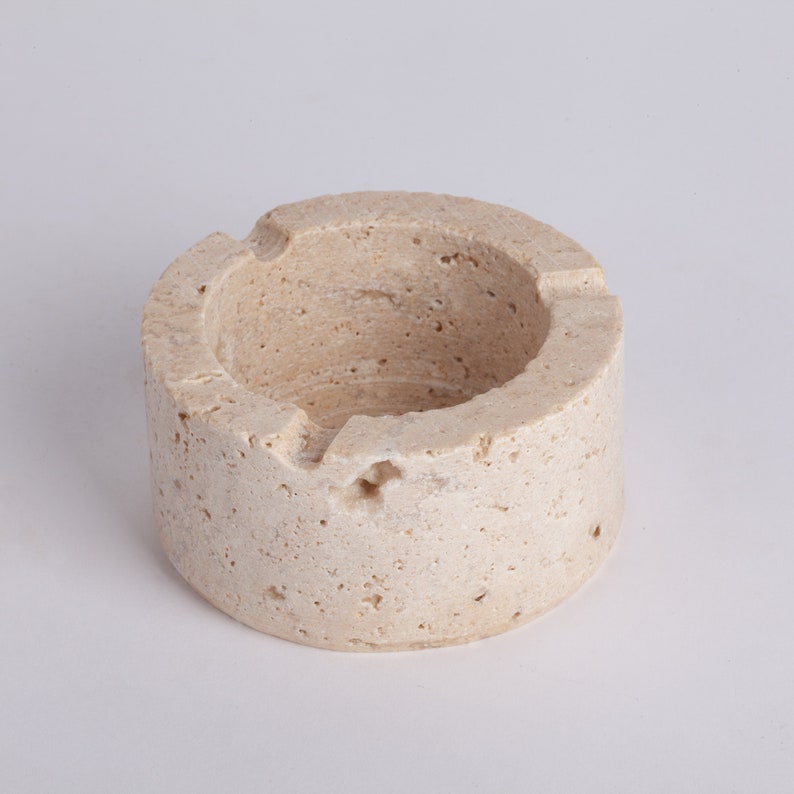 Round Natural Travertine Ashtray