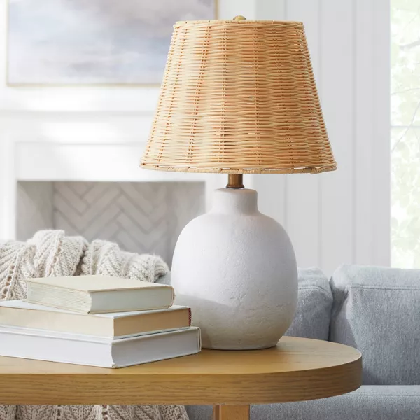 Table Lamp with Rattan Shade