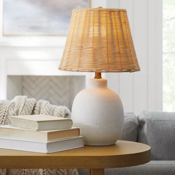 Table Lamp with Rattan Shade