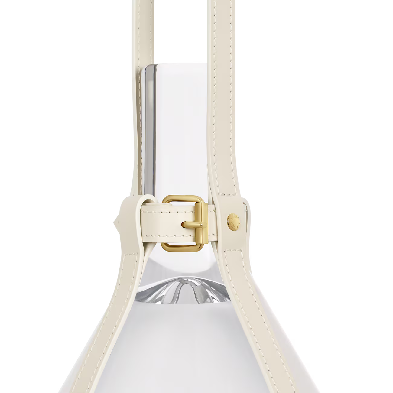 Close-up of a beige phone case with a clear back on a white background White