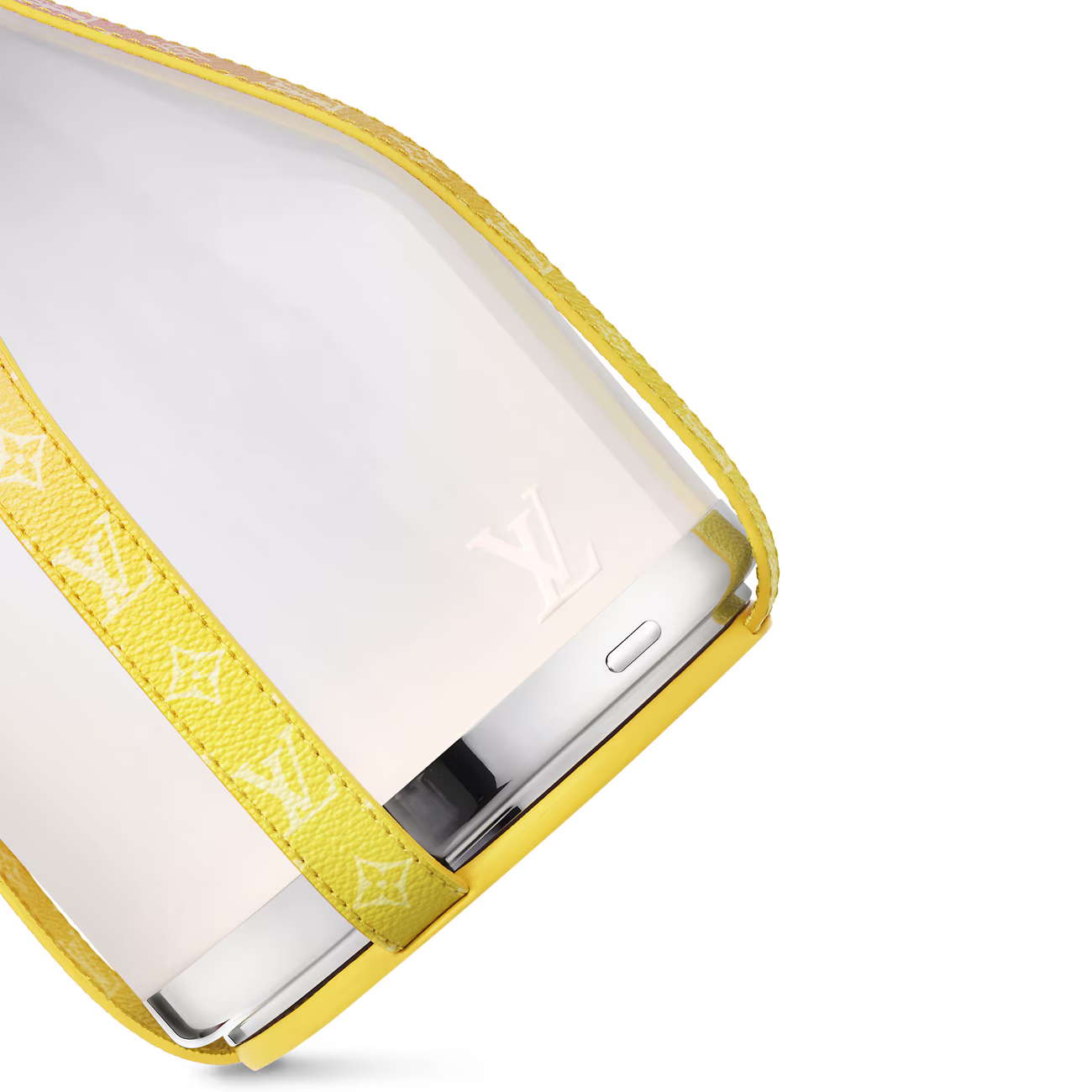 White bottle with pink and yellow strap on a white background Degrade Sunrise