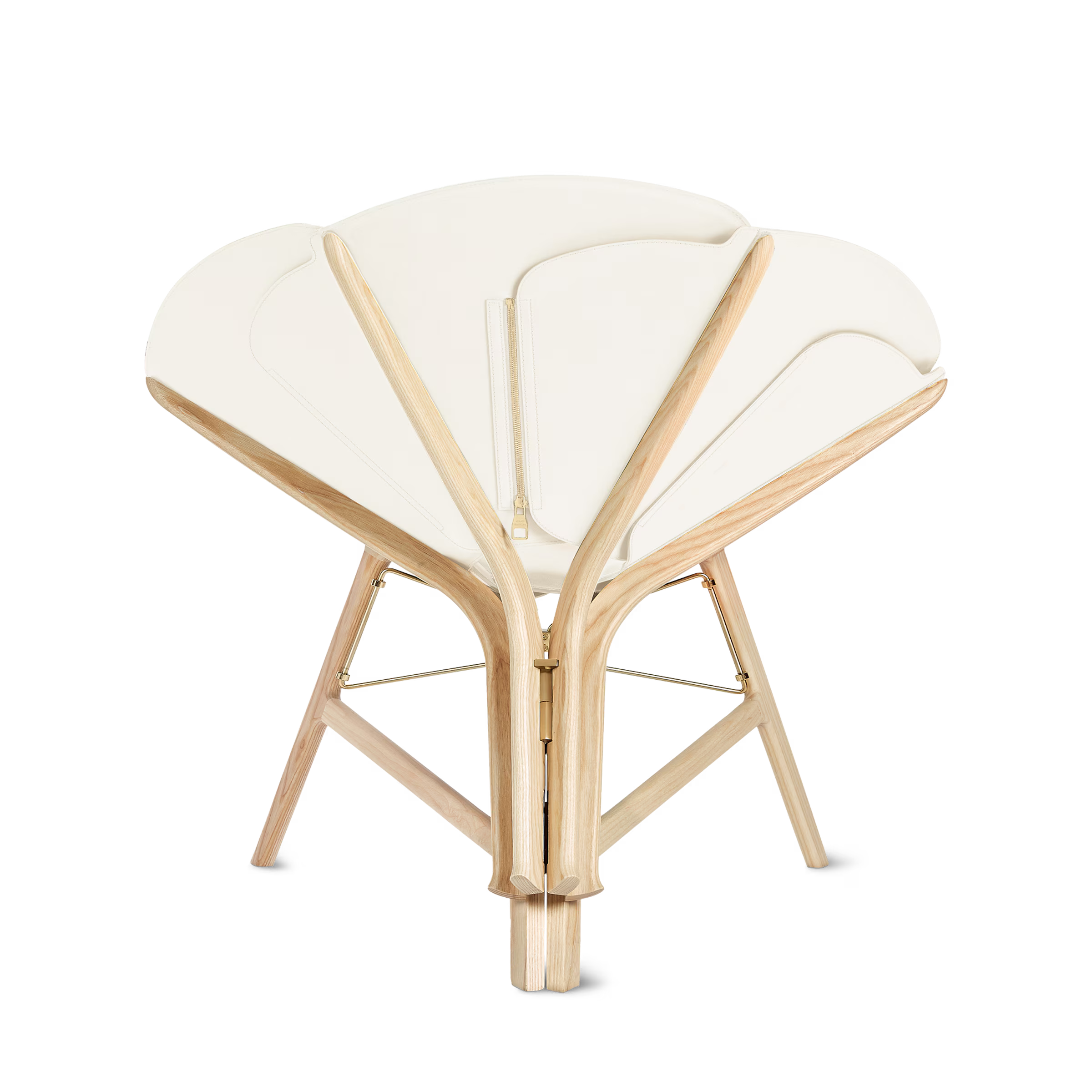 Wooden chair with white cushion on a transparent background Milk
