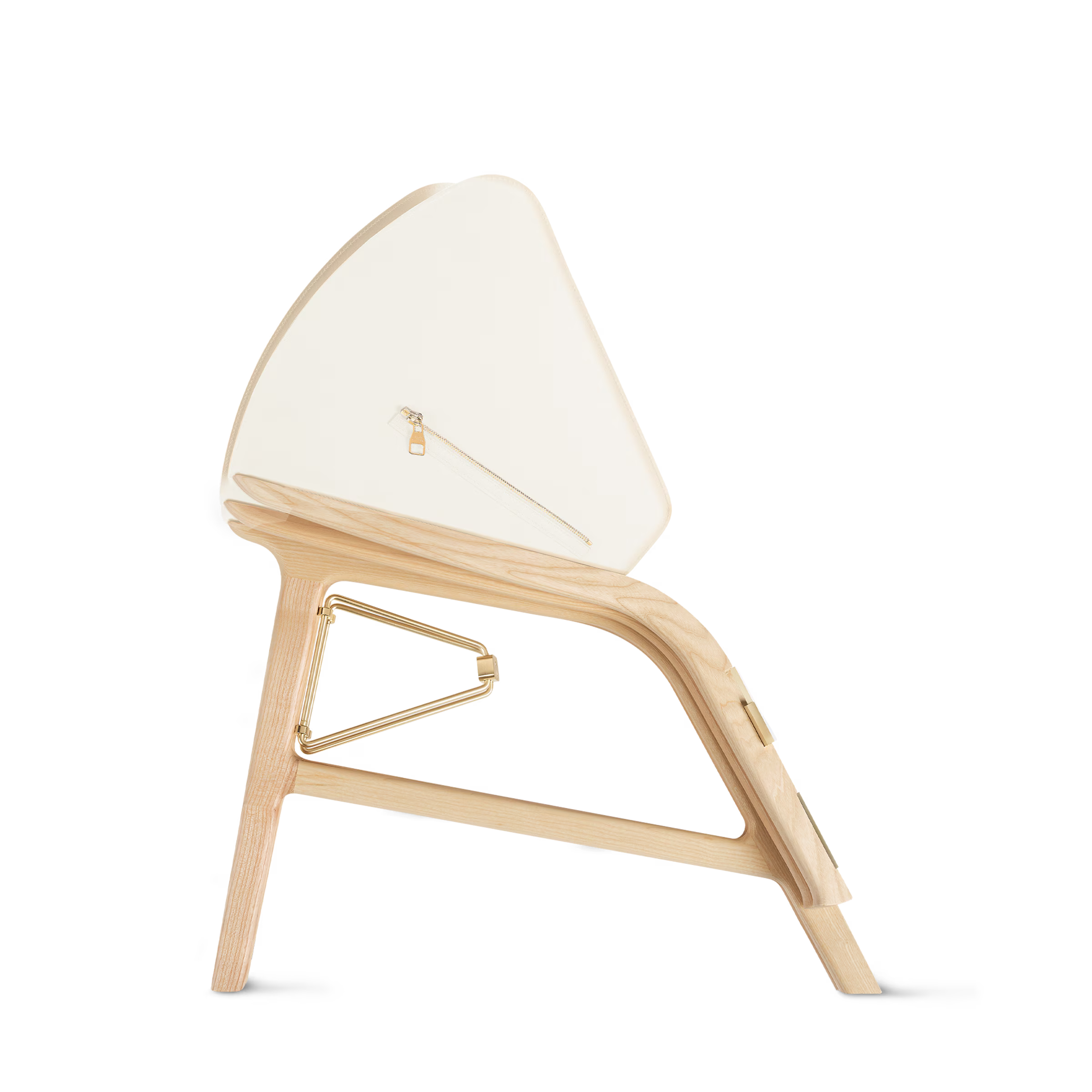 Wooden chair with white cushion on a transparent background Milk