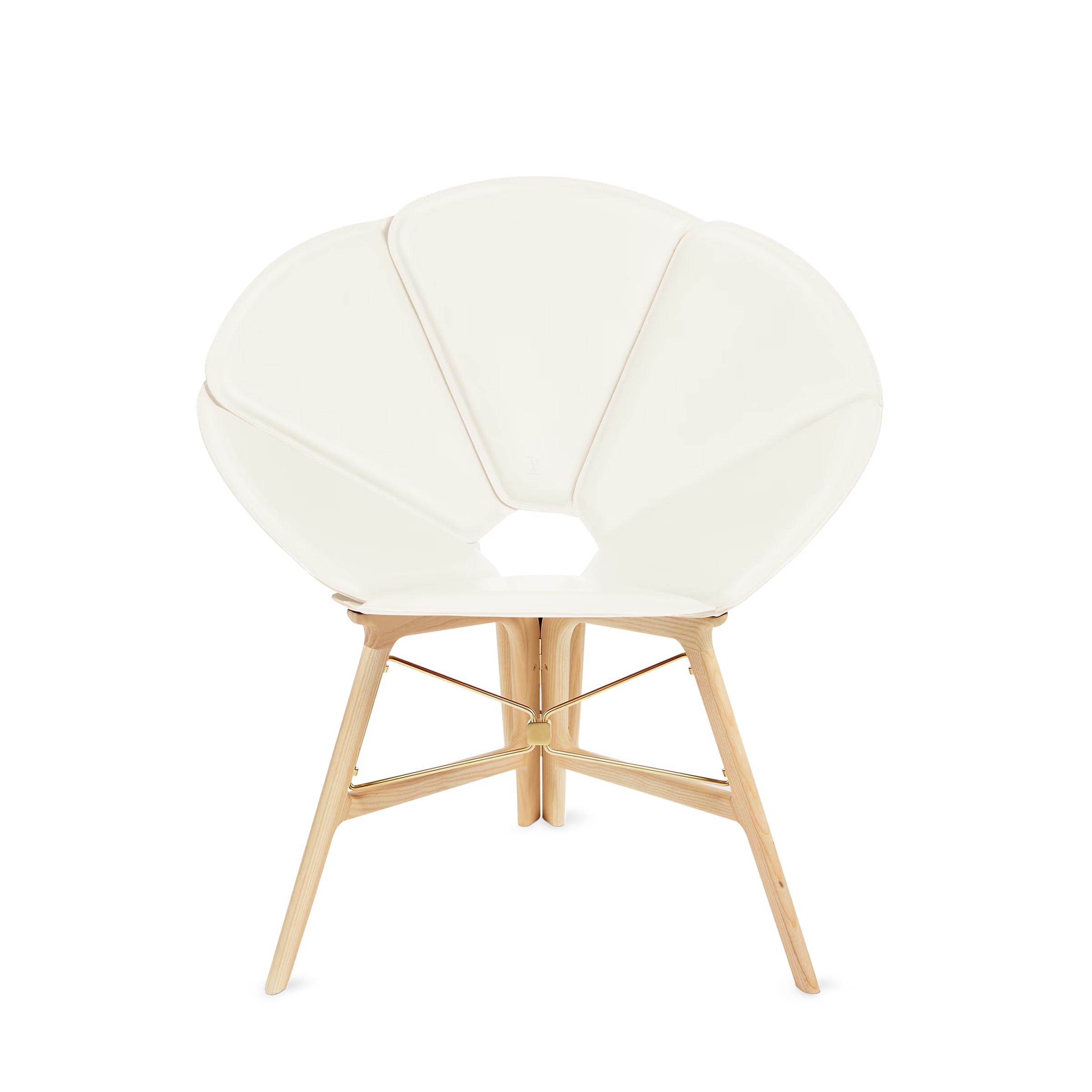 Wooden chair with white cushion on a transparent background Milk