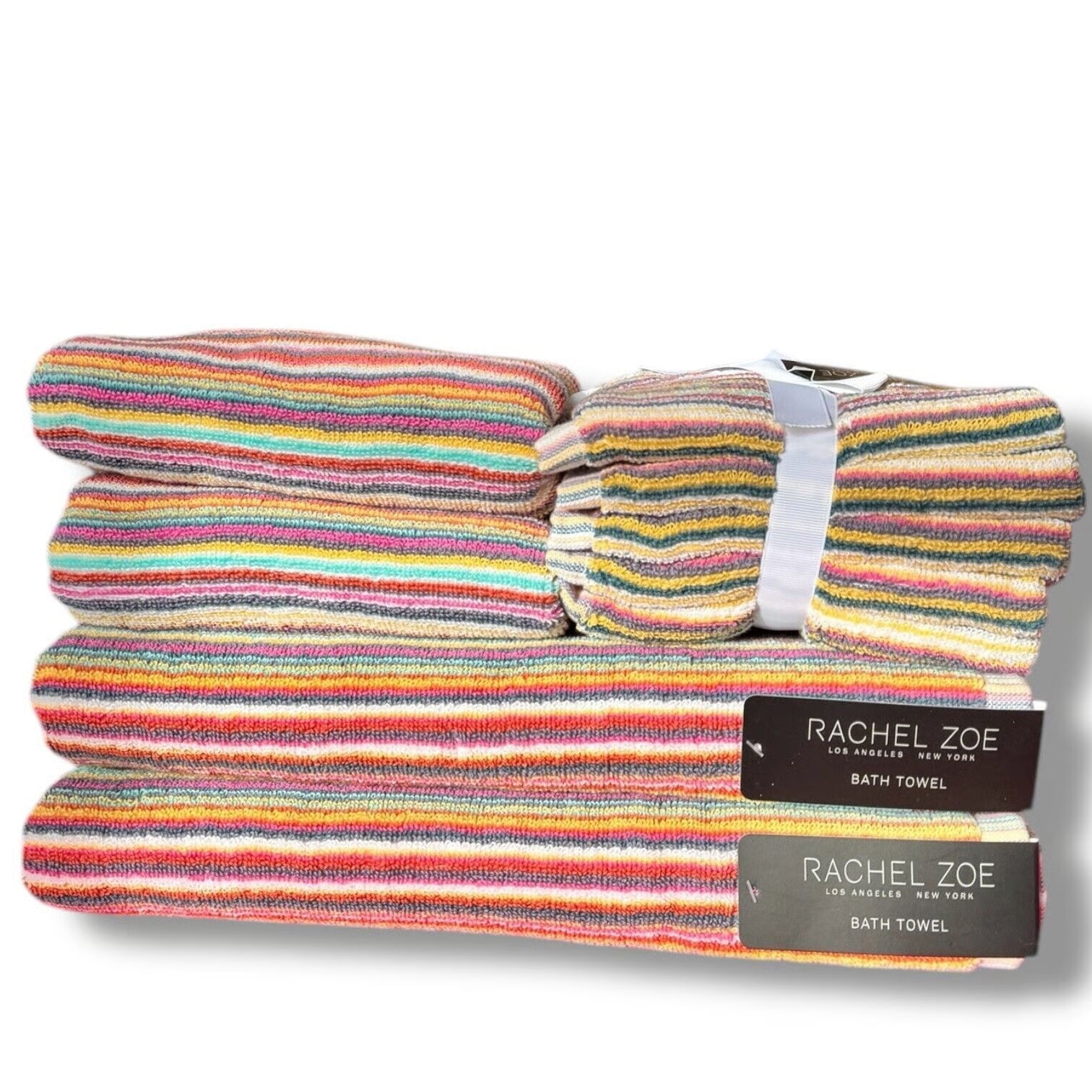 RACHEL ZOE ~ 9  PC  TOWEL SET ~ MULTI COLORED STRIPED ~ BRAND NEW! - Picture 1 of 3