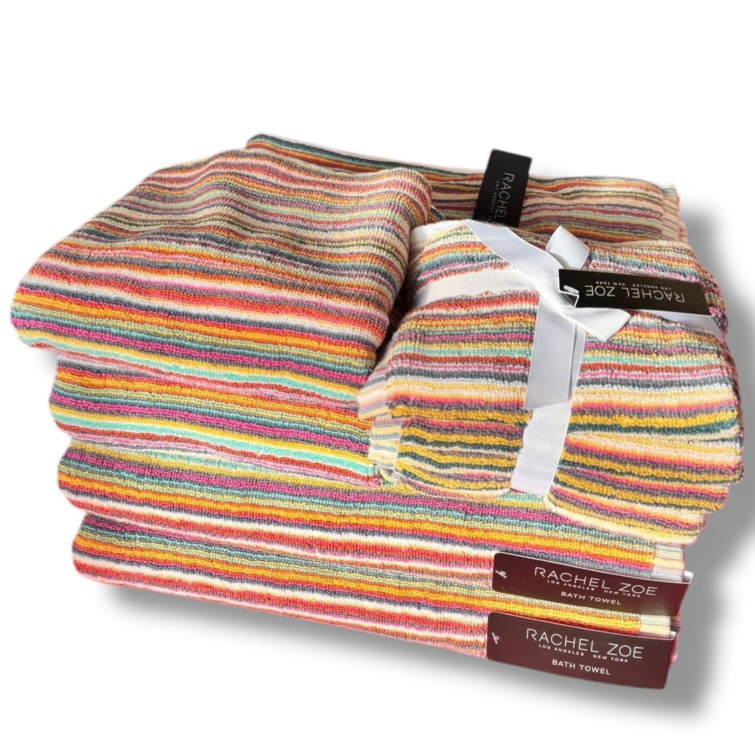 RACHEL ZOE ~ 9  PC  TOWEL SET ~ MULTI COLORED STRIPED ~ BRAND NEW! - Picture 1 of 3