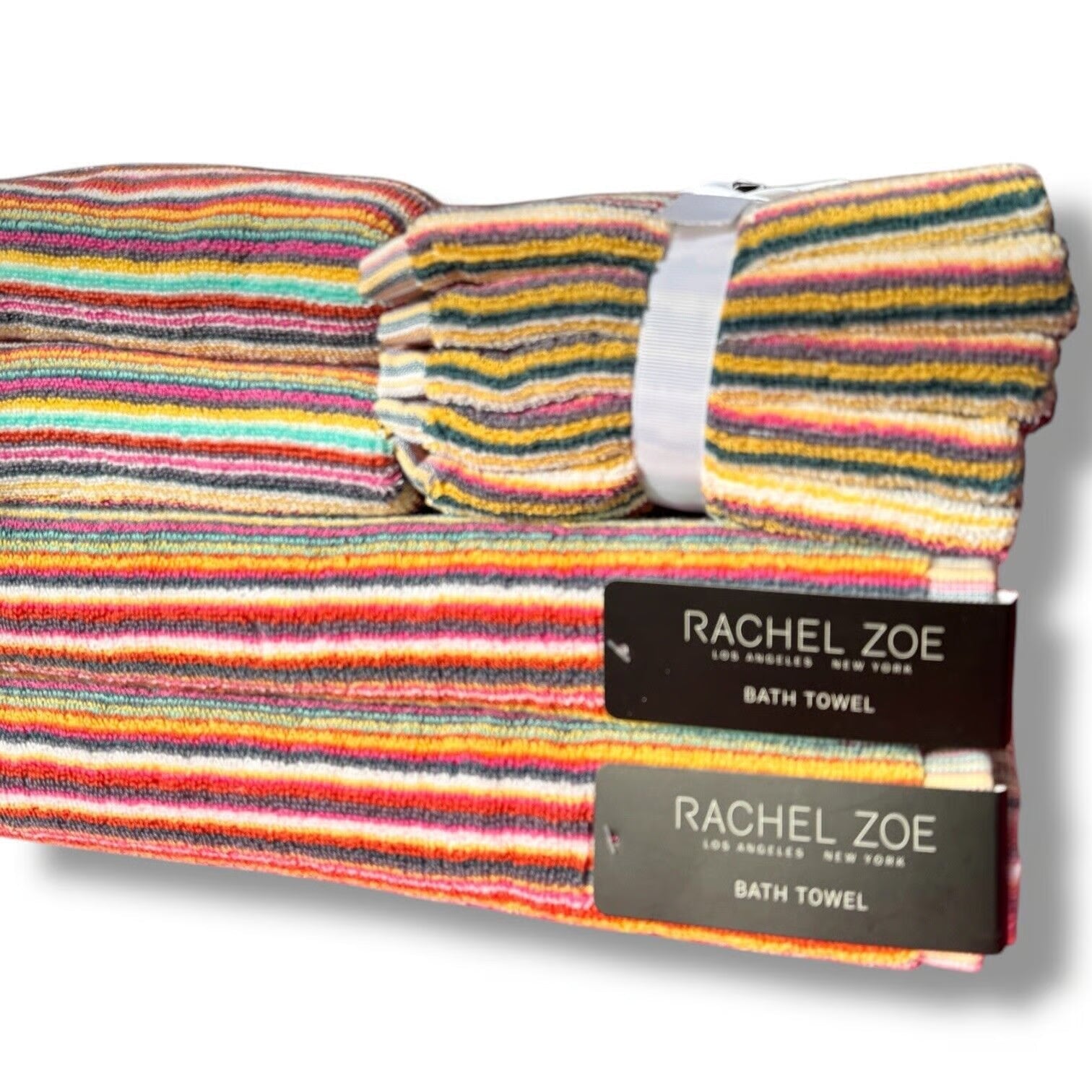 RACHEL ZOE ~ 9  PC  TOWEL SET ~ MULTI COLORED STRIPED ~ BRAND NEW! - Picture 1 of 3