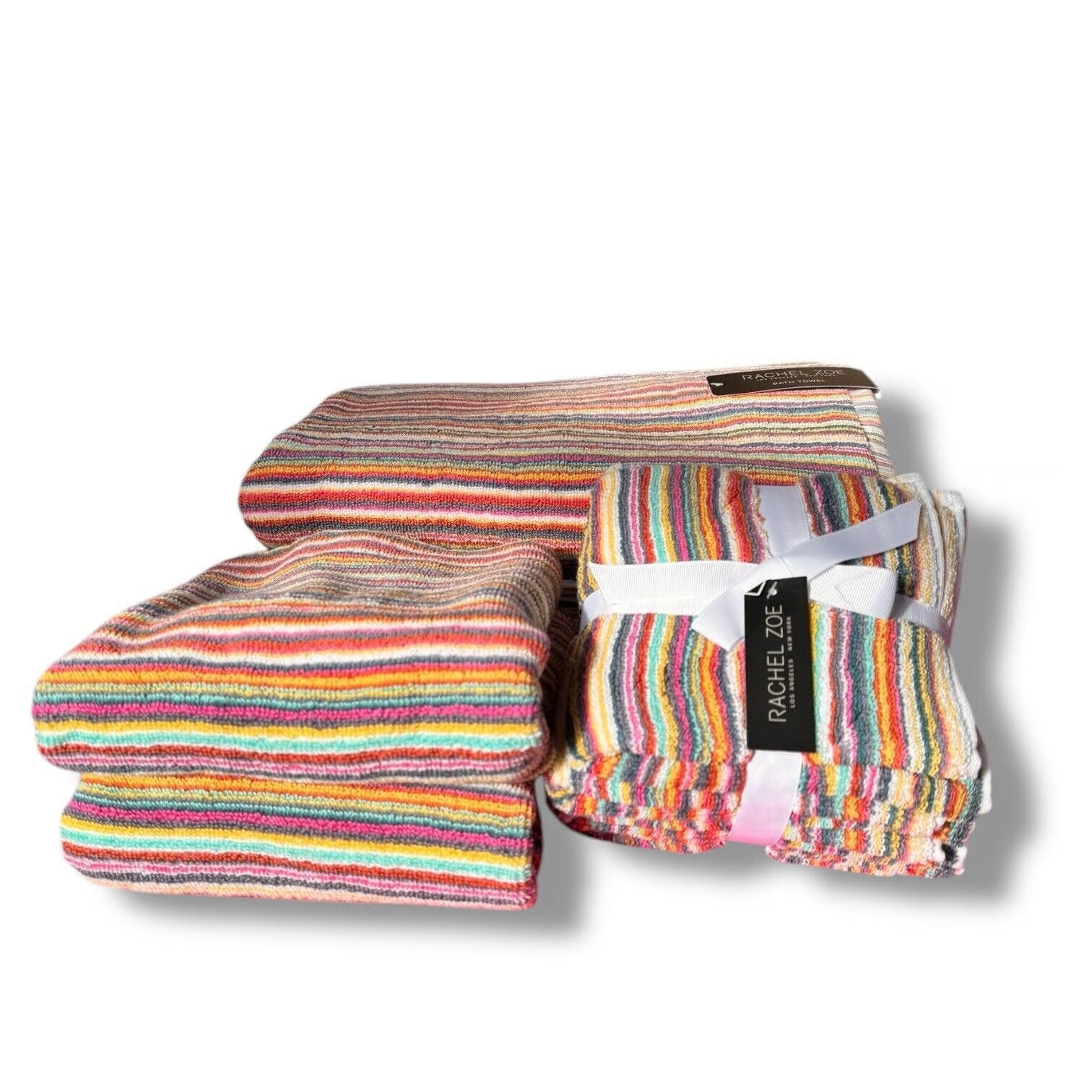 RACHEL ZOE ~ 9  PC  TOWEL SET ~ MULTI COLORED STRIPED ~ BRAND NEW! - Picture 1 of 3