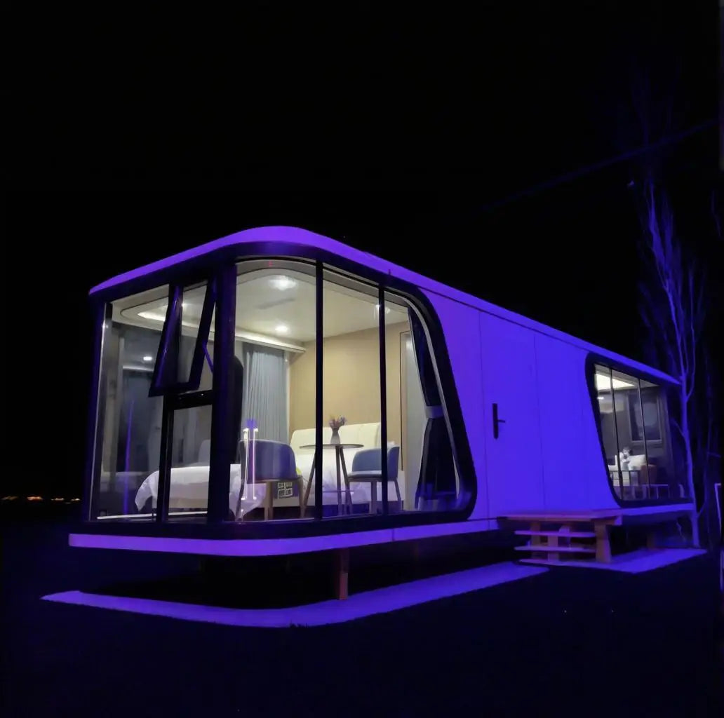40ft Steel Space-Capsule Home — Flat-Pack Container House for Outdoor Living