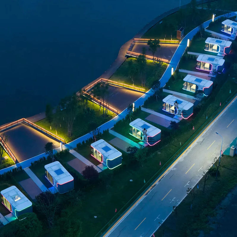 Double-Decker Space-Capsule Cabin — Two-Level Steel Prefab for B&B & Resort