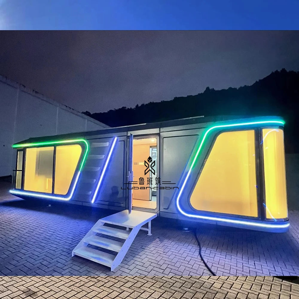 Double-Decker Space-Capsule Cabin — Two-Level Steel Prefab for B&B & Resort