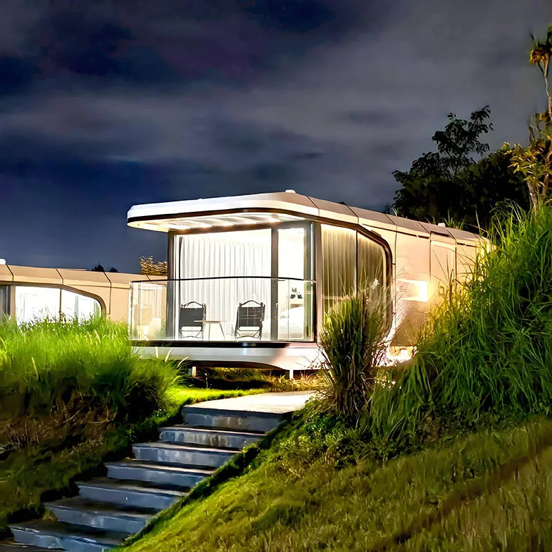 Eco Solar Capsule Cabin — Detachable All-in-One Steel Tiny Home Pod