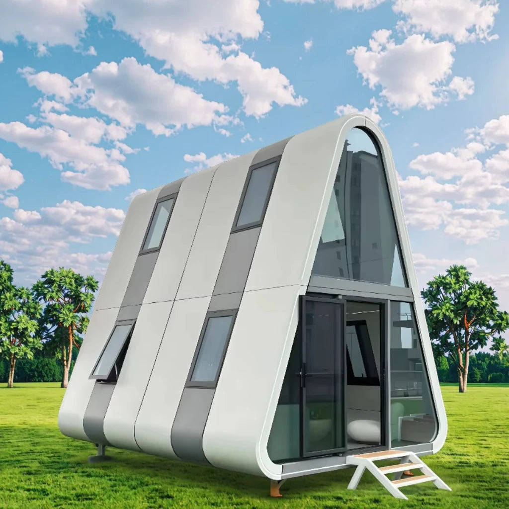 Double-Decker Space-Capsule Cabin — Two-Level Steel Prefab for B&B & Resort