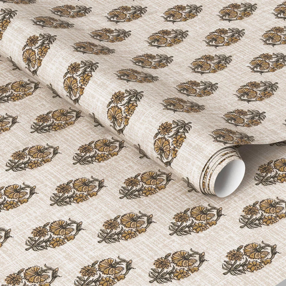 Floral Stamp Wheat Peel and Stick Wallpaper