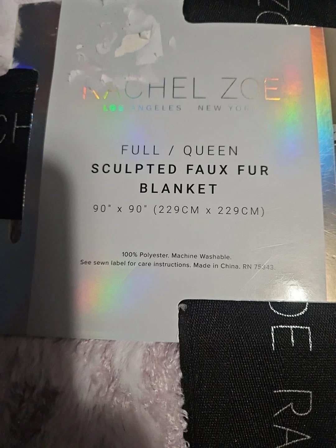 RACHEL ZOE  FAUX FUR SKULL DESIGN FULL /QUEEN BLANKET, Pink & White - Picture 1 of 12